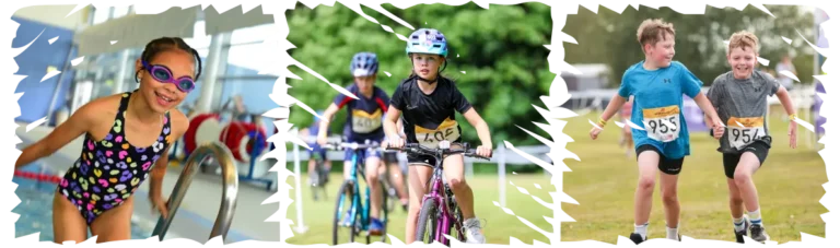 UK Schools Charity Triathlon Swimmer, Cyclist, and Runners